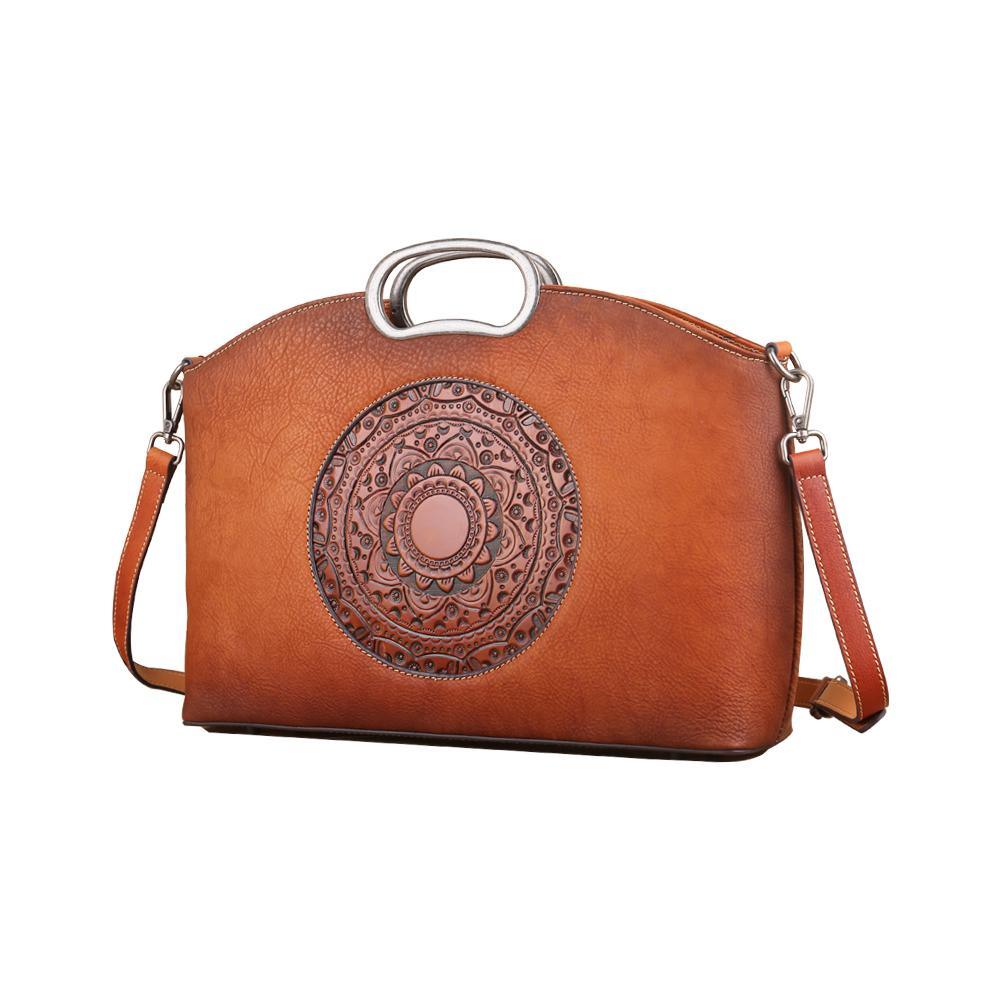 Rustic Mandala Leather Tote Bag - Country in My Heart